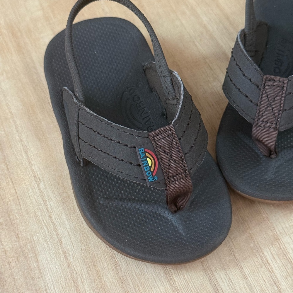 Rainbow Kids Dark Brown Flip Flops